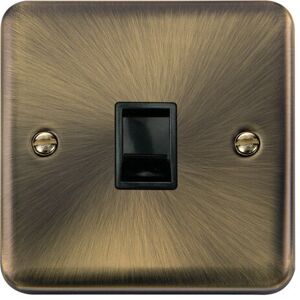 Se Home - Curved Antique Brass Rj11 Socket - Black Trim