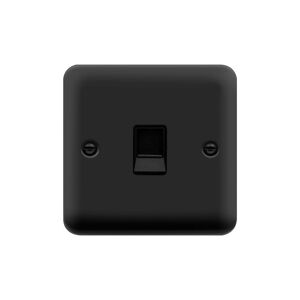 Se Home - Curved Matt Black Rj11 Socket - Black Trim