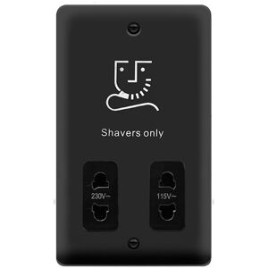 Curved Matt Black Shaver Socket 115v/230v - Black Trim - SE Home