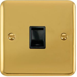 Se Home - Curved Polished Brass Rj11 Socket - Black Trim