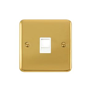 Se Home - Curved Polished Brass Rj11 Socket - White Trim