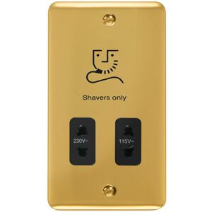 Se Home - Curved Polished Brass Shaver Socket 115v/230v - Black Trim