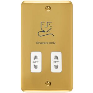 Se Home - Curved Polished Brass Shaver Socket 115v/230v - White Trim