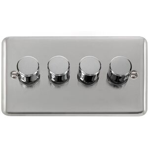 Se Home - Curved Polished Chrome 4 Gang 2 Way led 100W Trailing Edge Dimmer Light Switch.