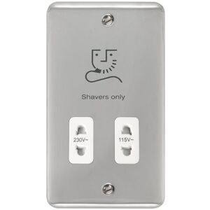 Se Home - Curved Polished Chrome Shaver Socket 115v/230v - White Trim