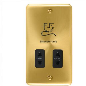 Se Home - Curved Satin / Brushed Brass Shaver Socket 115v/230v - Black Trim