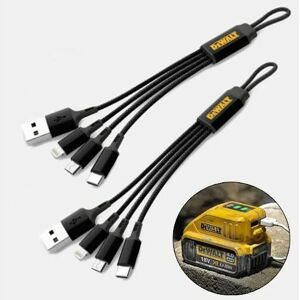 Dewalt - 3 in 1 Multi Head usb Charger Cable iPhone Android Charging Lead x 2