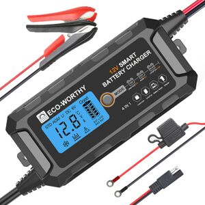 5A 12V Lithium Battery Charger (uk Plug) Automatic Smart and Maintainer with lcd Display for Lead Acid and Lithium (LiFePO4) Battery - Eco-worthy