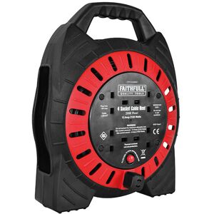 Power Plus XP28-E1 Semi-Enclosed Cable Reel 240V 13A 4-Socket 20m FPPCR20MSE - Faithfull