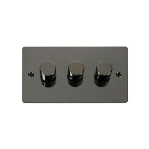 Se Home - Flat Plate Black Nickel 3 Gang 2 Way led 100W Trailing Edge Dimmer Light Switch