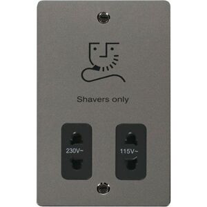 Se Home - Flat Plate Black Nickel Shaver Socket 115v/230v - Black Trim