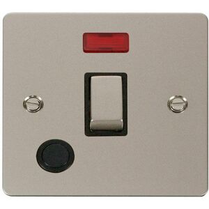 Se Home - Flat Plate Pearl Nickel 1 Gang 20A Ingot dp Switch With Flex With Neon - Black Trim