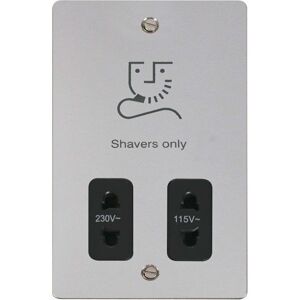 Se Home - Flat Plate Polished Chrome Shaver Socket 115v/230v - Black Trim