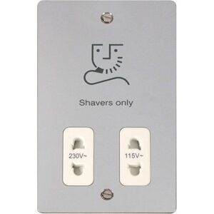 Se Home - Flat Plate Polished Chrome Shaver Socket 115v/230v - White Trim