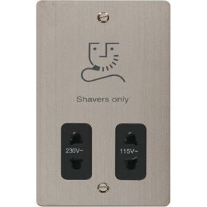 Se Home - Flat Plate Stainless Steel Shaver Socket 115v/230v - Black Trim