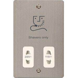 Se Home - Flat Plate Stainless Steel Shaver Socket 115v/230v - White Trim