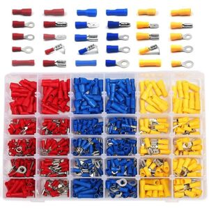 GROOFOO Electrical Terminals 480 Pieces, Electrical Terminals for Car, Crimp Terminal, Round, Flat Female and Male, Eyelet and Eye Terminals,