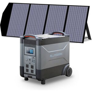 Home Battery Power Station LiFePO4 3600Wh, Voice Control With 140W Solar Panel For Home Backup Outdoor ALLPOWERS R4000