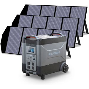 Allpowers - Home Battery Power Station LiFePO4 3600Wh, Voice Control With 3Pcs 140W Solar Panel For Home Backup Outdoor R4000