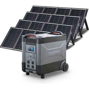 Home Battery Power Station LiFePO4 3600Wh, Voice Control With 4Pcs 200W Monocrystalline Solar Panel For Home Backup Outdoor ALLPOWERS R4000