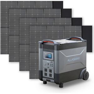 Allpowers - Home Battery Power Station LiFePO4 3600Wh, Voice Control With 4Pcs 600W Solar Panel For Home Backup Outdoor R4000
