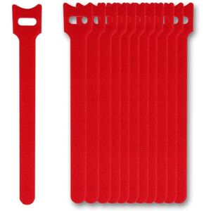 ON1SHELF Hook & Loop Nylon cable ties 12mmx180mm Red 100 piece - Red