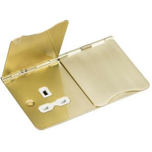 Knightsbridge - 13A 2G unswitched floor socket - brushed brass with white insert