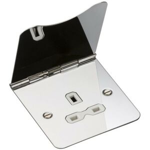 Knightsbridge - 13A 1G unswitched floor socket - polished chrome with white insert