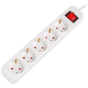 Power strip with 5 Schuko sockets with switch, white color 1.5m - Lanberg