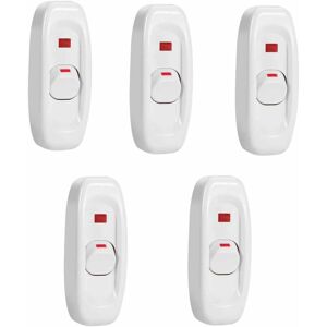 TINOR Line Light Switch, 5 Pcs ac 250V 10A Compact On/Off Rocker Switch Toggle Switch led Cord Light Control Solder Lug Button(White)