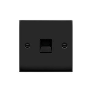 Se Home - Matt Black Master Telephone Single Socket - Black Trim