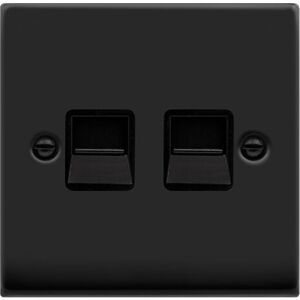 Se Home - Matt Black Master Telephone Twin Socket - Black Trim