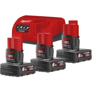 Milwaukee - M12NRG-603 3 x M12B6 Batteries and C12C Charger 4933459208