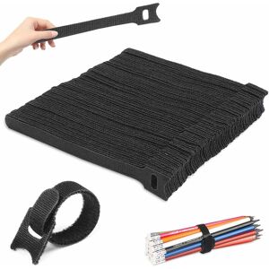 150 Pcs Cable Ties Reusable Cable Straps Adjustable Hook and Loop Cable Tidy Ties for pc Computer Electronics (Black) - Black - Norcks