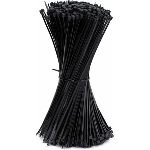 Cable Ties 200mm x 2.5mm Black Nylon Zip Tie Wrap Self Locking for diy Home Office Garden Garage and Workshop 500 Pack - Black - Norcks