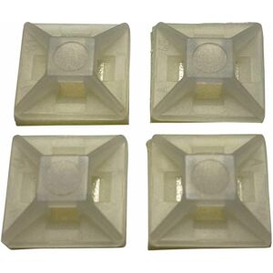 Self Adhesive Tie Mounts PA66: 40x40 Natural, 50pcs - White - On1shelf