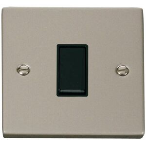 Se Home - Pearl Nickel 10A 1 Gang 2 Way Light Switch - Black Trim