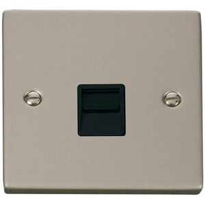 Se Home - Pearl Nickel Master Telephone Single Socket - Black Trim