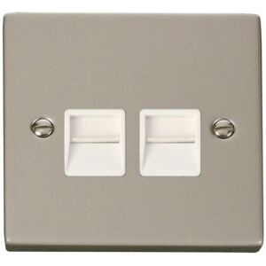 Se Home - Pearl Nickel Master Telephone Twin Socket - White Trim