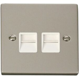 Se Home - Pearl Nickel Secondary Telephone Twin Socket - White Trim