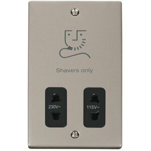 Se Home - Pearl Nickel Shaver Socket 115v/230v - Black Trim