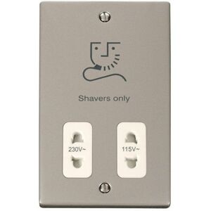 Se Home - Pearl Nickel Shaver Socket 115v/230v - White Trim