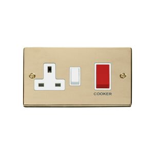 Se Home - Polished Brass Cooker Control 45A With 13A Switched Plug Socket - White Trim
