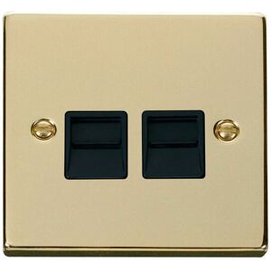 Se Home - Polished Brass Master Telephone Twin Socket - Black Trim