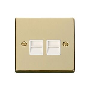 Se Home - Polished Brass Master Telephone Twin Socket - White Trim
