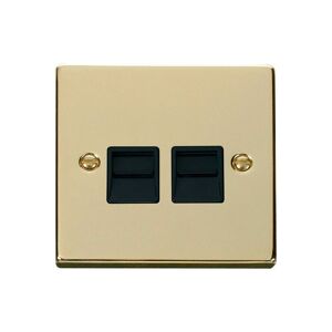 Se Home - Polished Brass Secondary Telephone Twin Socket - Black Trim