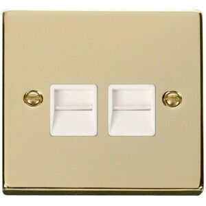 Se Home - Polished Brass Secondary Telephone Twin Socket - White Trim