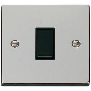 Se Home - Polished Chrome 10A 1 Gang 2 Way Light Switch - Black Trim