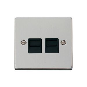 Se Home - Polished Chrome Master Telephone Twin Socket - Black Trim