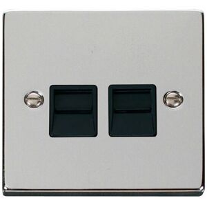 Se Home - Polished Chrome Secondary Telephone Twin Socket - Black Trim